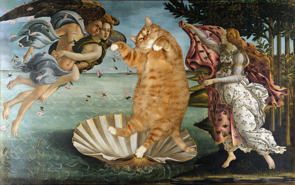 世界の有名絵画とかわいいデブ猫さん 絵画の中のデブ猫さんの愉快な姿 ジャポンタ