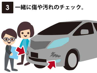 ③一緒に傷や汚れのチェック