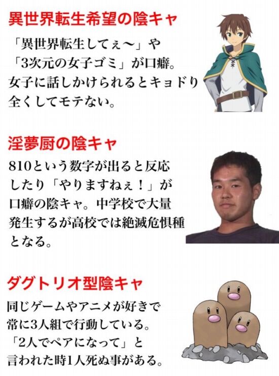 陰キャを分類するとこうなるらしい くまニュース 陰キャを分類するとこうなるらしい くまニュース