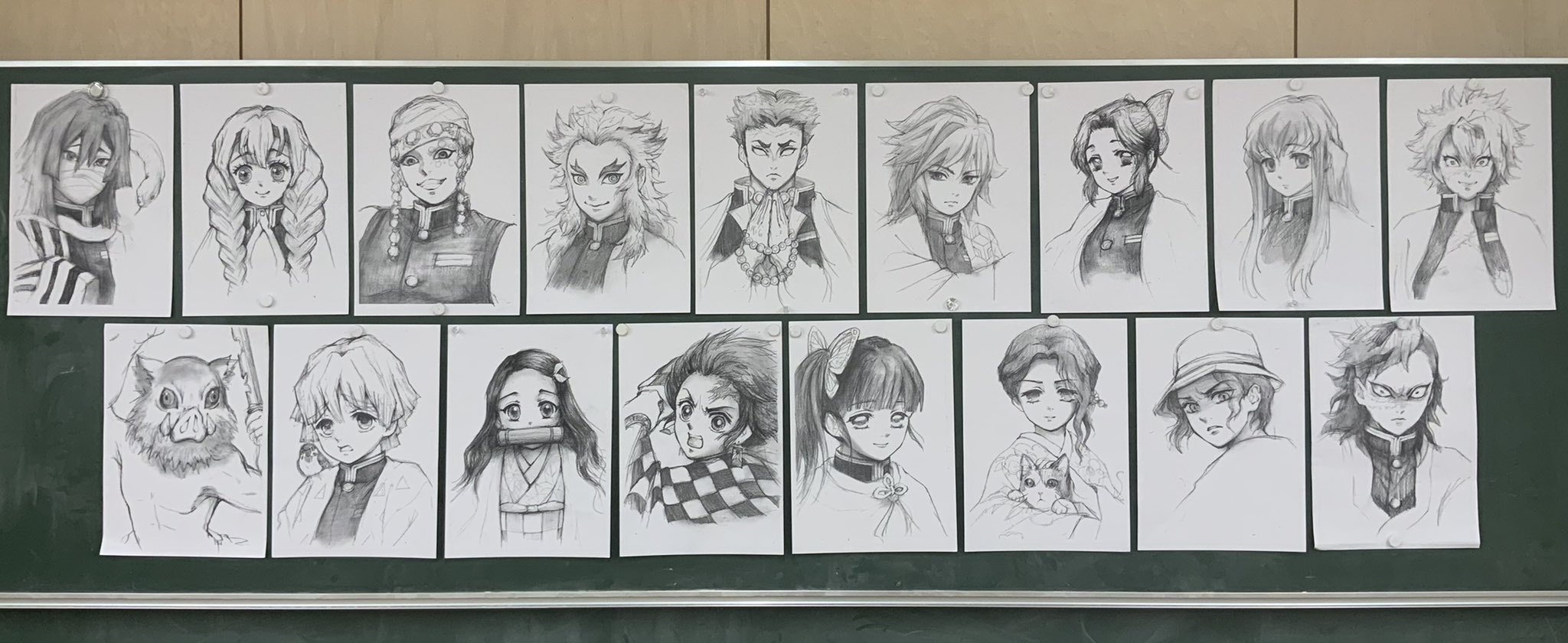 小学校の図工の先生が 鬼滅の刃 のイラストを描いて生徒たちを喜ばせてしまう くまニュース 小学校の図工の先生が 鬼滅の刃 のイラストを描いて生徒たちを喜ばせてしまう くまニュース