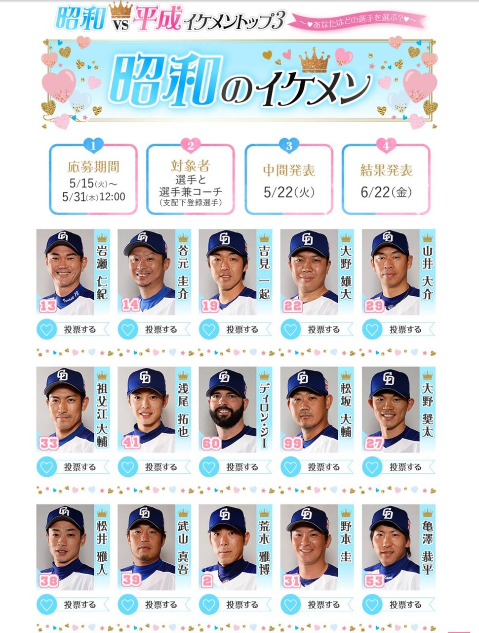 Baseball Days なんjおんj 今年も開催 中日ドラゴンズ平成イケメンvs昭和イケメン