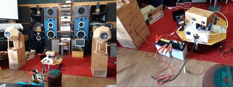 左　アナログ電源駆動　右　バッテリー電源駆動