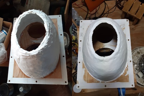 半楕円中空体を接着したところ