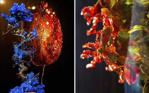 花と結晶 植物と鉱石を融合した芸術作品