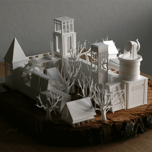 水彩紙で作る小さな建築物。365個の毎日ジオラマプロジェクト (8)