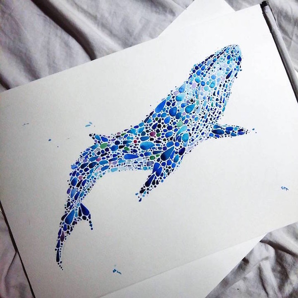 超カラフルな動物の水彩画 色とりどりの点によって描かれる 超カラフルな動物の水彩画 色とりどりの点によって描かれる