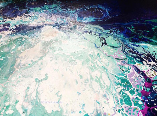 感情の海。深く美しい色彩が波のように漂う抽象絵画 (2)