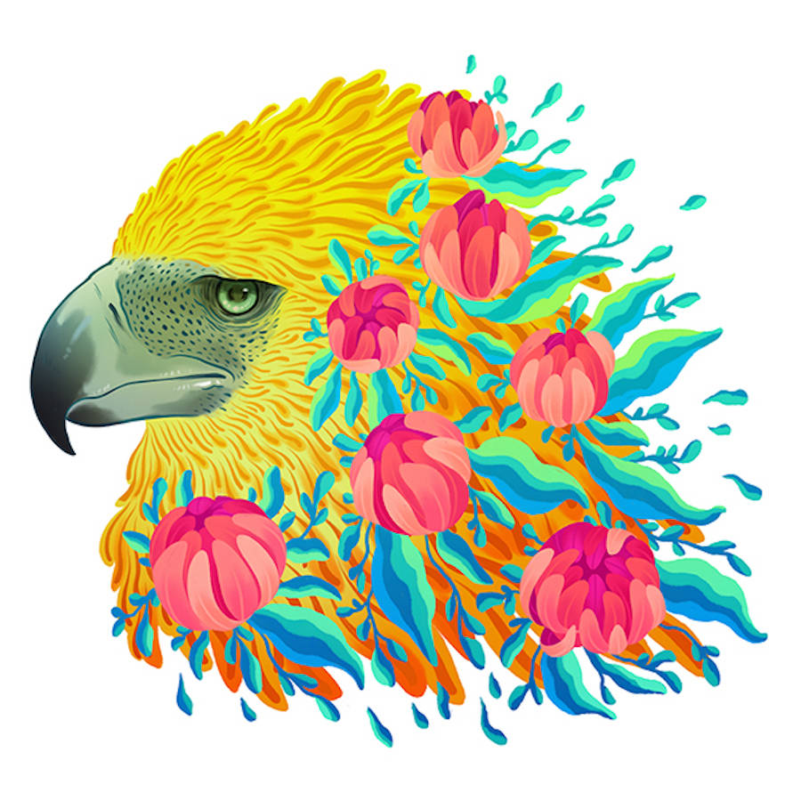 花で彩られた絶滅危惧種の動物の色鮮やかなイラスト 花で彩られた絶滅危惧種の動物の色鮮やかなイラスト