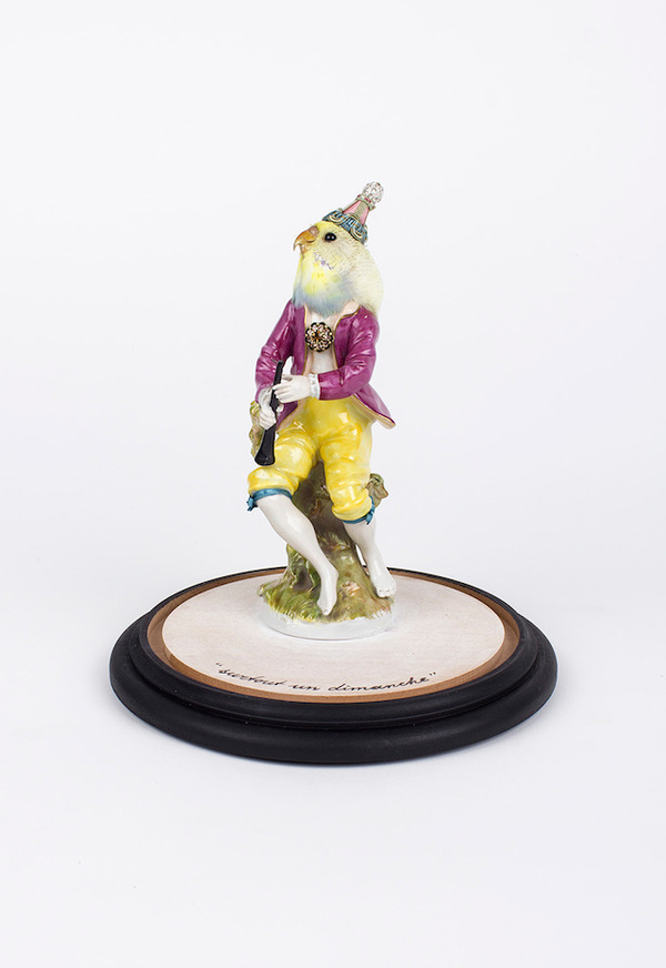 鳥頭人間,バードヘッドの磁器彫刻アート 10