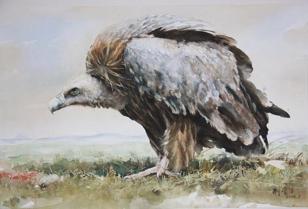 水彩画で描かれたハイパーリアルなチベットの風景 人々の生活と肖像画