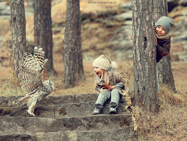 フクロウと人間の子供