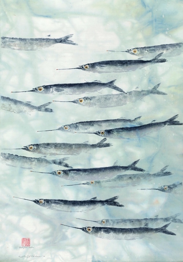 日本文化『魚拓』で描かれる海外アーティストによる絵画作品