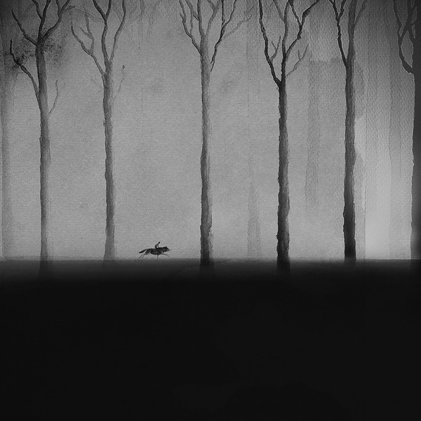 動物と少年のモノクロ絵画 Elicia Edijanto (2)