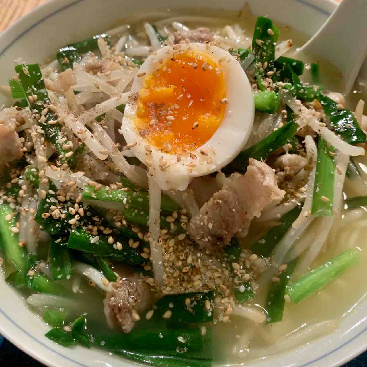 今日のお夕飯 ニラもやし塩ラーメン2419 Rabirabi Diary