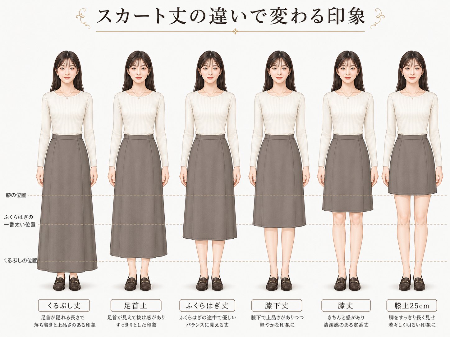 お前らの理想のスカートの長さはどれ？（※画像あり）