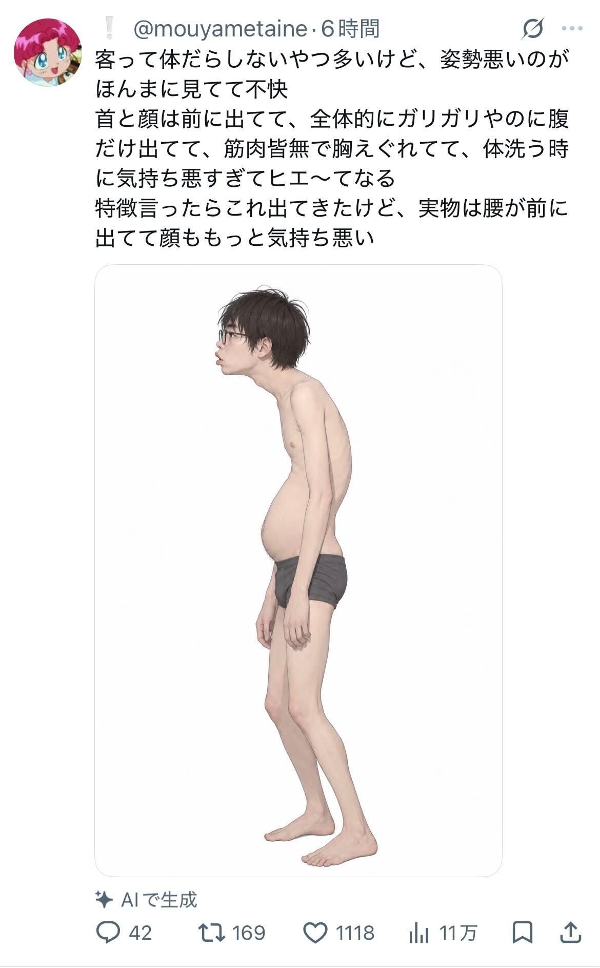 【画像】風俗嬢「こういう体型の客、ガチで無理」→これｗｗｗｗｗｗｗｗｗｗｗ