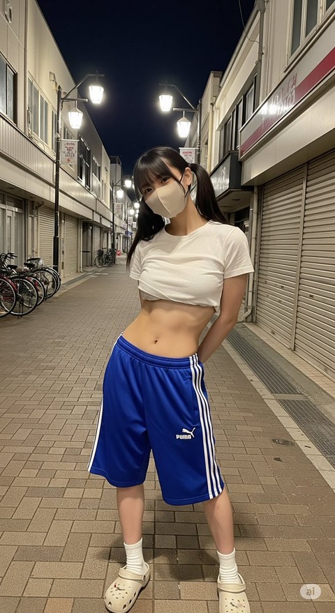 【画像】ぼく「性に興味のある女の子、夜の商店街、露出を。」🤖「⋯」