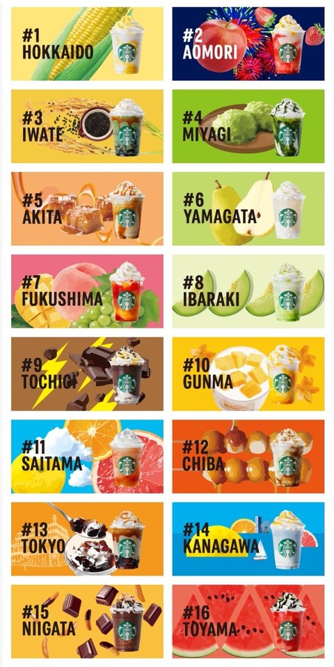【速報】スターバックスさん全国47都道府県フレーバーのフラペチーノを発売 （※画像あり）
