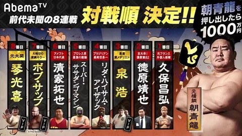「朝青龍を押し出したら1000万円」とかいう企画ｗｗｗｗｗｗｗｗ