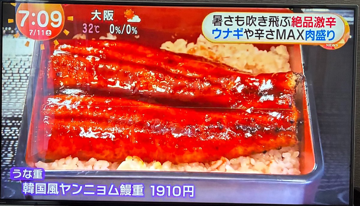 フジテレビ 韓国風ヤンニョム鰻重
