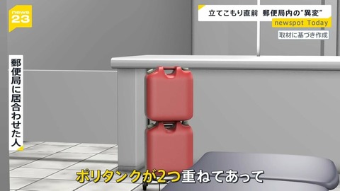 【悲報】埼玉の拳銃男(86)、郵便局受付にガソリンポリタンク2つ積んで「元軍人だぞ」と叫んでいた