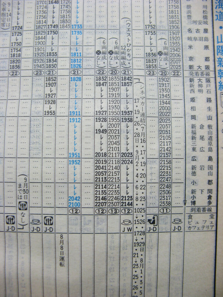 ☆ 1993年8月 シネマカー連結の「ひかり」の時刻 : Rail・Art