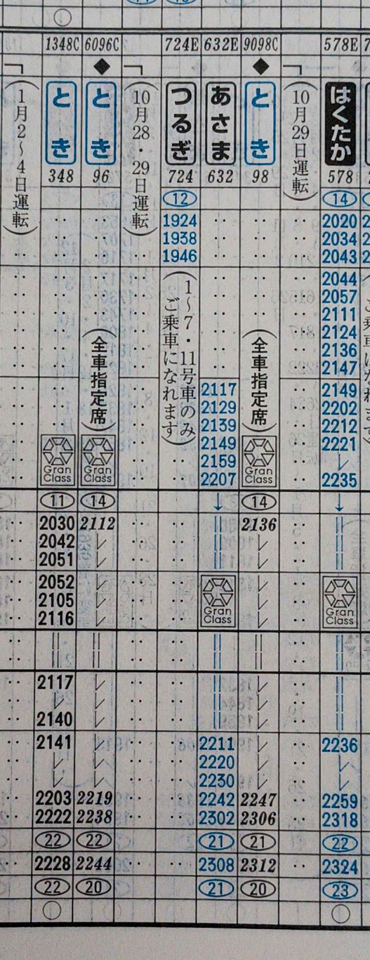 ☆ 2023年11月 上越新幹線「とき96・98号」の時刻 : Rail ☆ 2023年11月 上越新幹線「とき96・98号」の時刻 : Rail