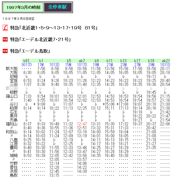 鉄道　時刻表？ 北陸快速 74・75年夏の時刻 : Rail・Artブログ