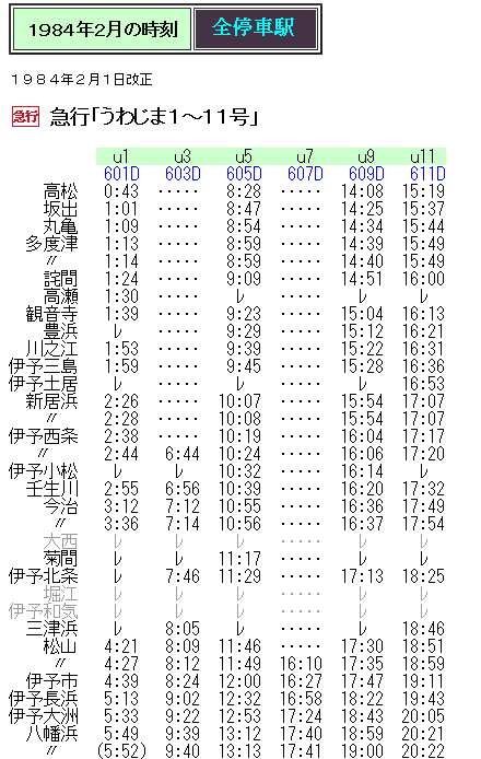 予讃線 単9688 宇和島→八幡浜 運転士時刻表 時刻表1961年10月号 四国編 | よんかくよもやま話