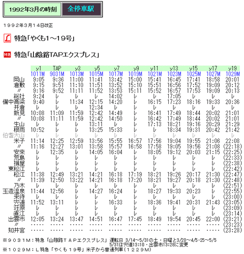 時刻表 1987～1992 12冊 時刻表 - Wikipedia