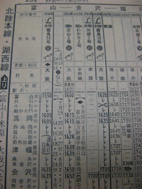 寝台特急北陸　運転士時刻表 134.寝台特急北陸：時刻表見聞録1988年3月号 | かめかめブログ