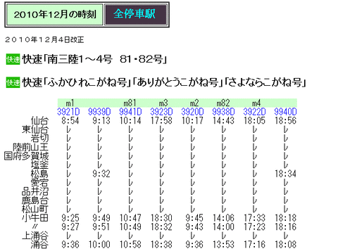 A快速うれ2 04号 06号 鉄道運行表 A快速うれ2 04号 06号 鉄道運行表 A
