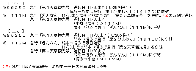 ☆ 1966年11月 急行「天草観光号」の時刻 : Rail・Artブログ