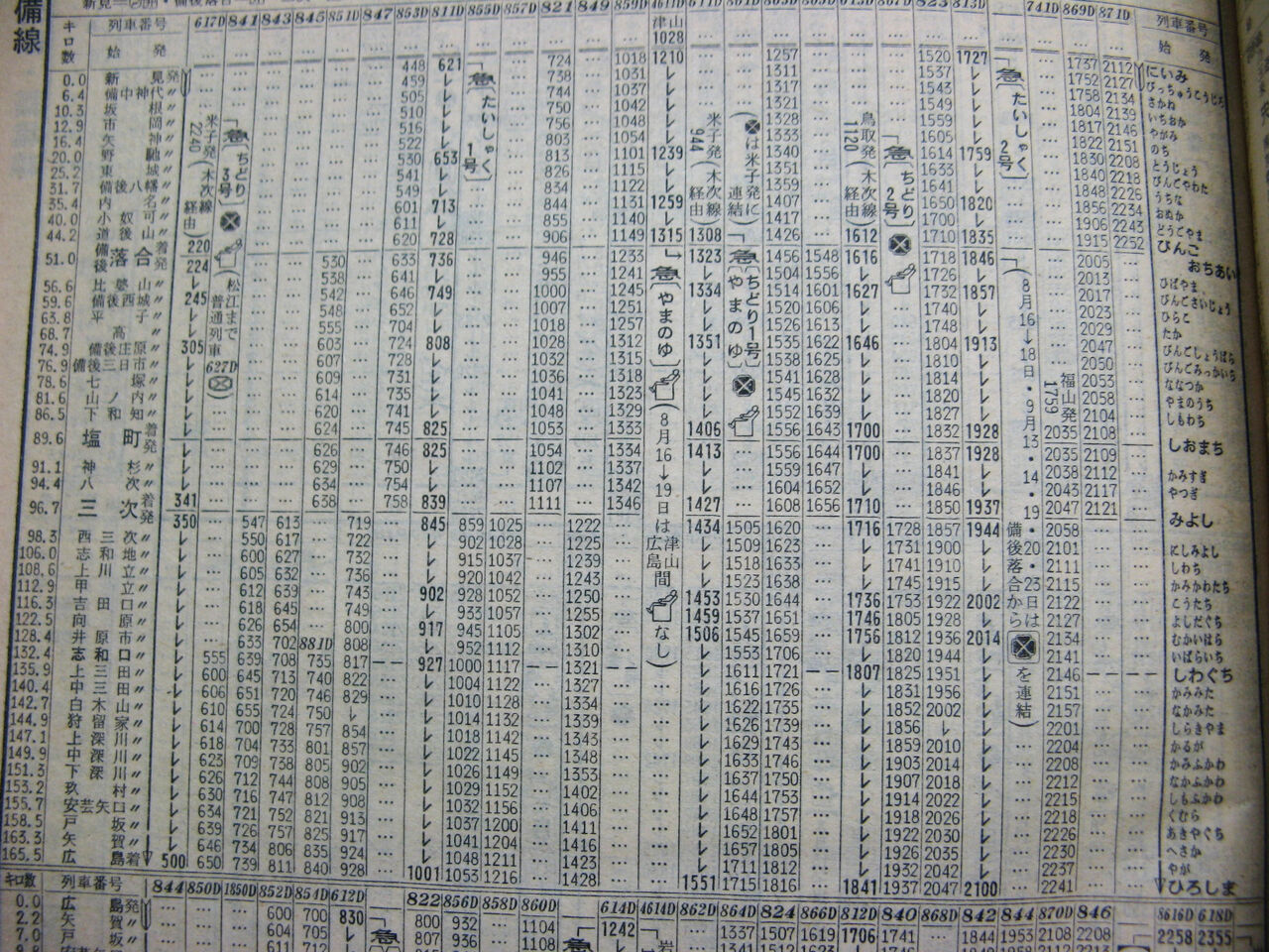 ☆ 1975年7月 急行「たいしゃく・やまのゆ」の時刻 : Rail