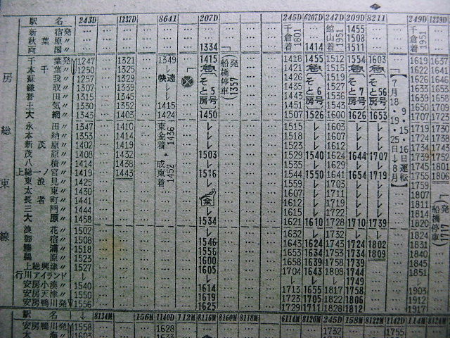 鉄道グッズ そと房 急行 1970年7月 急行「そと房」の時刻 : Rail・Artブログ