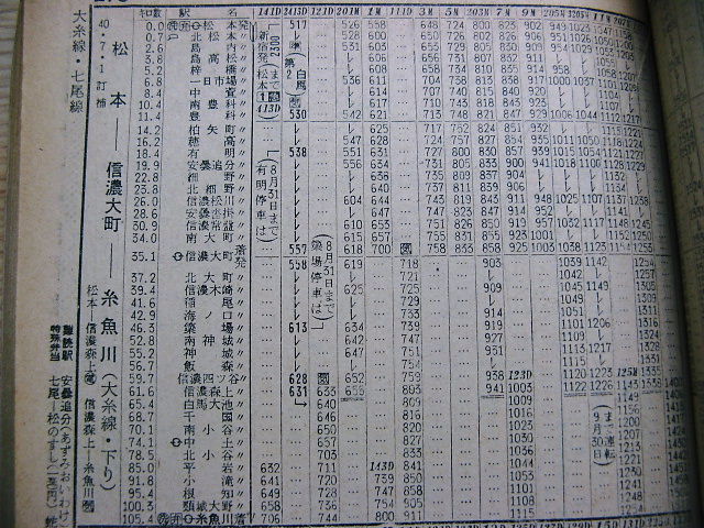 ６５年夏の新宿発 松本方面の急行 準急の時刻 Rail ａｒｔブログ