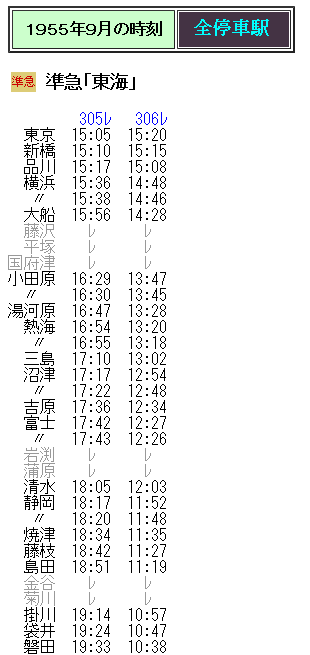 ☆ 1955年9月 準急「東海」の時刻 : Rail・Artブログ