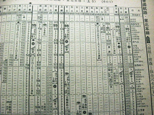 74年1月の特急「みちのく51号」の時刻 : Rail・Artブログ