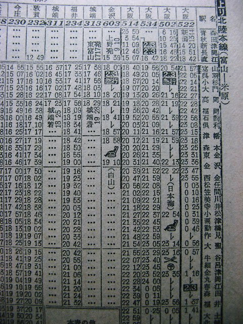 ☆ 1956年11月改正前後の急行「白山」の時刻 : Rail・Artブログ