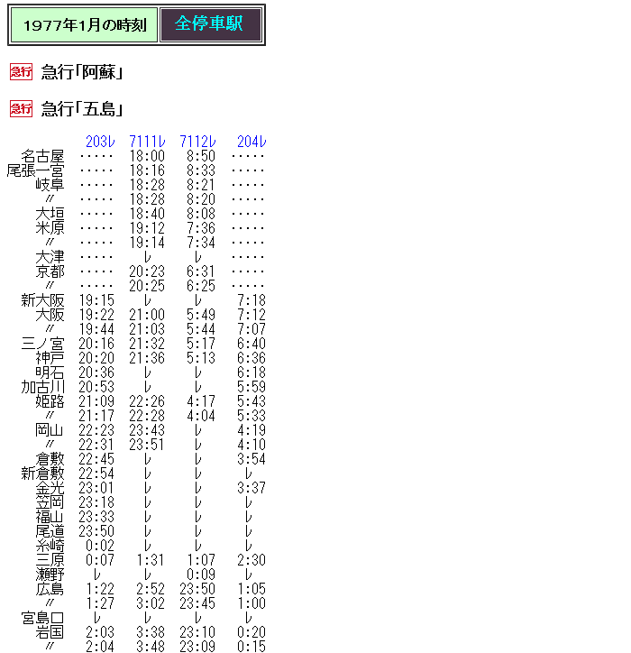 ☆ 1977年1月 急行「五島」の時刻 : Rail・Artブログ