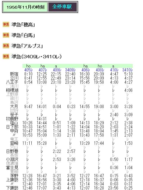 ☆ 1956年11月 中央東線優等列車の時刻 : Rail・Artブログ