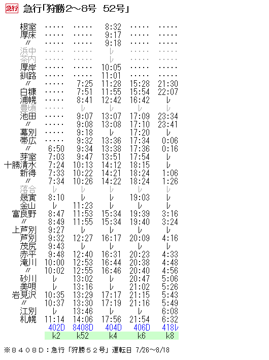 ☆ 1981年6月 急行「狩勝」の時刻 : Rail・Artブログ
