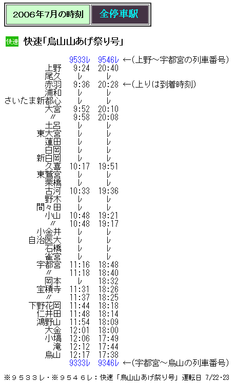 鉄道サボ】（表）快速 烏山 山あげ祭号 烏山⇔上野（裏）烏山線
