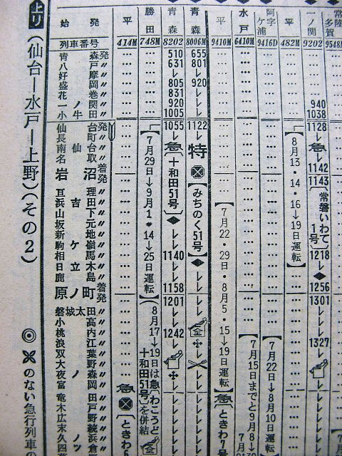 1973年7月 急行「十和田・みやこ」の時刻 : Rail・Artブログ