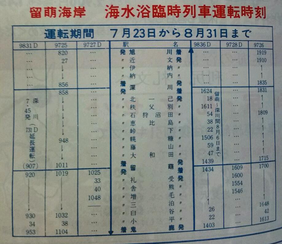 ☆ 留萠本線～羽幌線の海水浴臨の時刻 ② 1978年7月 : Rail