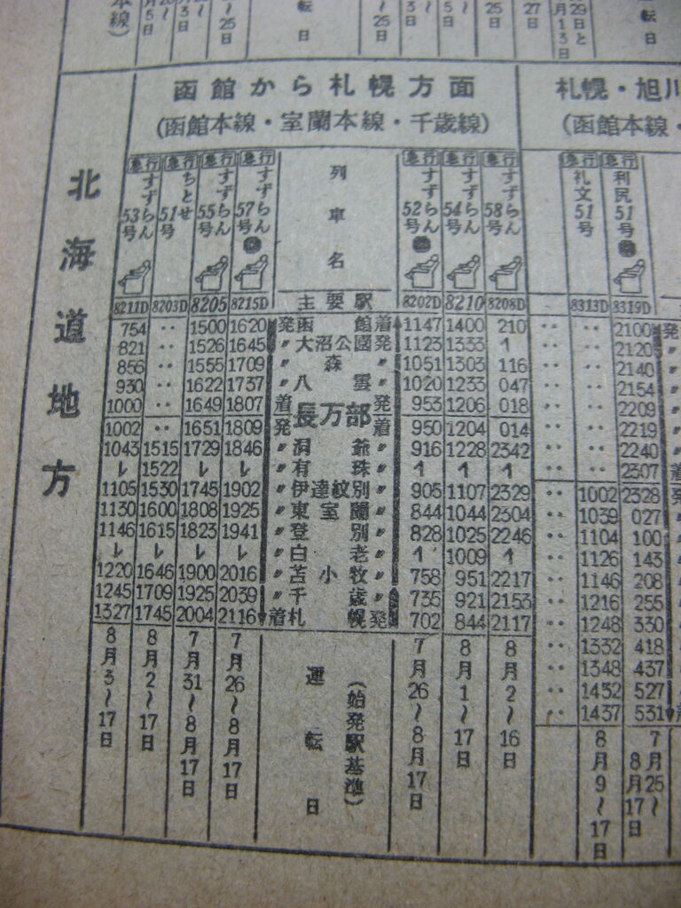 ☆ 1979年8月 急行「すずらん」の時刻 : Rail・Artブログ