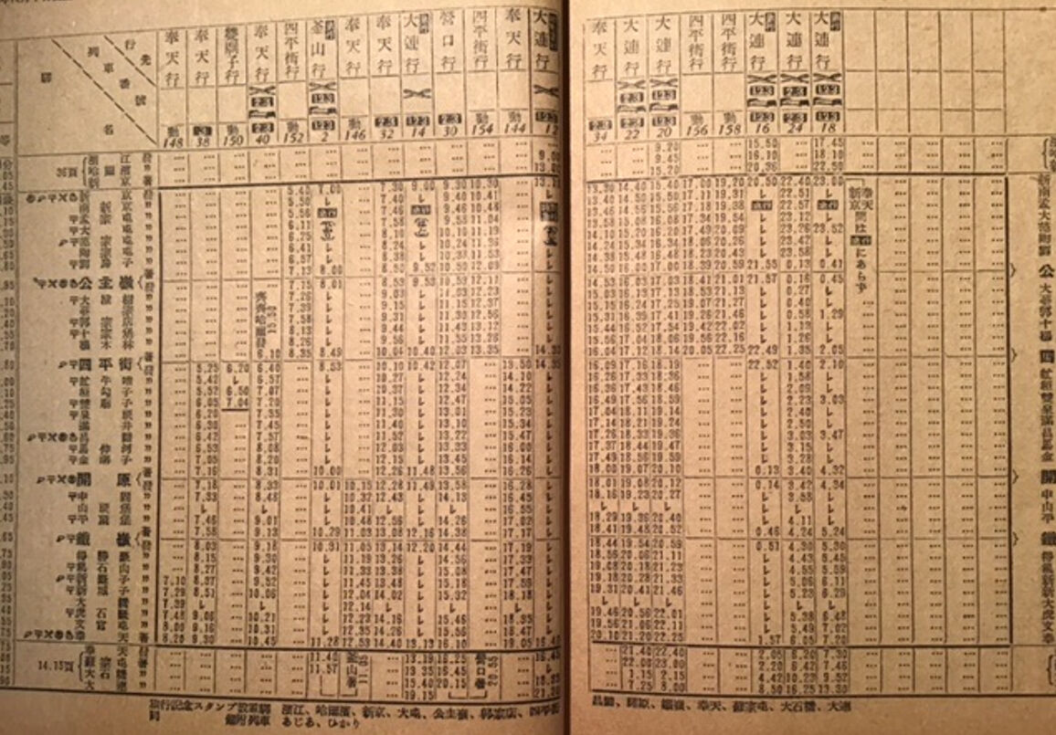 資料】1936年10月 朝鮮・満州列車編成表 : Rail・Artブログ