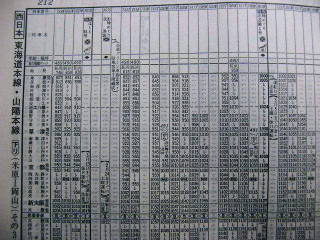 米原発着の特急「味めぐり北近畿」 96年2月の時刻 : Rail・Artブログ