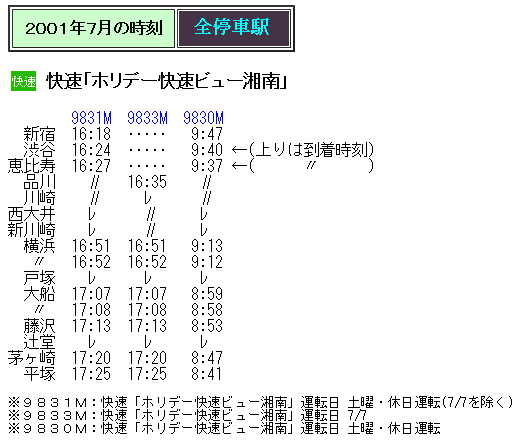 ☆ 2001年7月 快速「アクティー」の時刻 : Rail・Artブログ