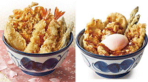 桜海老天丼と純和鶏天丼-黒酢ソース